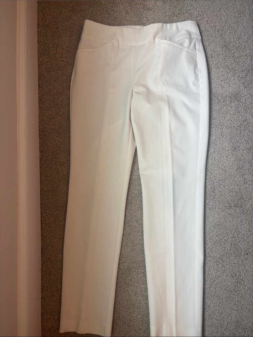 Chico's White Slim Straight Ponte Trousers